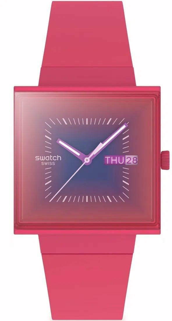 Swatch SO34R700 Squarely Berry Kol Saati