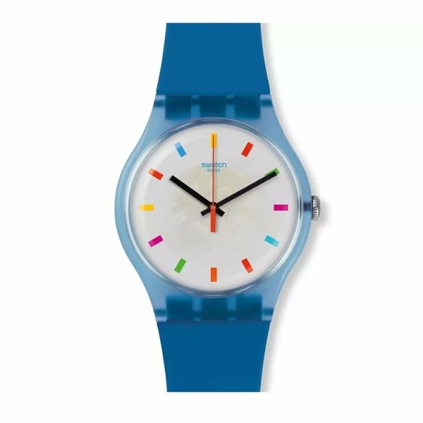 Swatch Suon125 Mavi Plastik Silikon Kol Saati