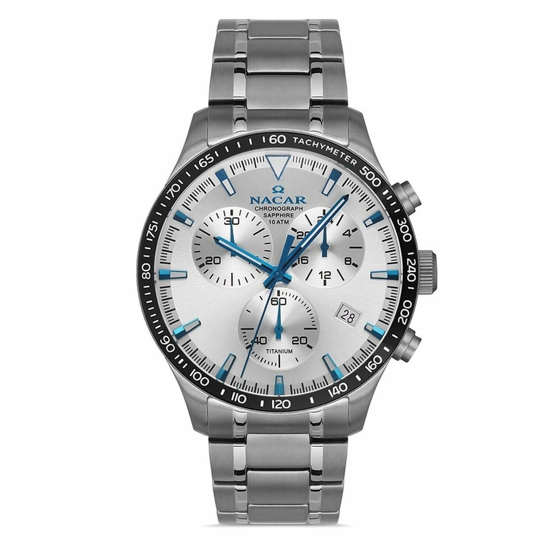 Nacar Nc34-25B019-Tslm 44Mm.titanyum Erkek Kol Saati Safir Cam