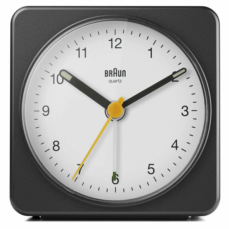 BRAUN BC03BW SİYAH-BEYAZ KLASİK SEYAHAT ANALOG ALARMLI MASA SAATİ