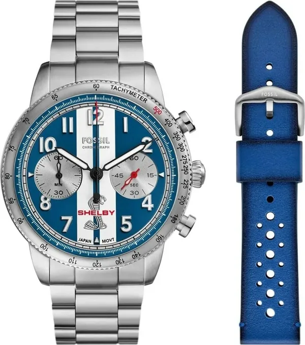 Fossil FLE1209SET Shelby X Fossil Grand Tourer Limited-Edition Erkek Kol Saati Ve Yedek Kordon