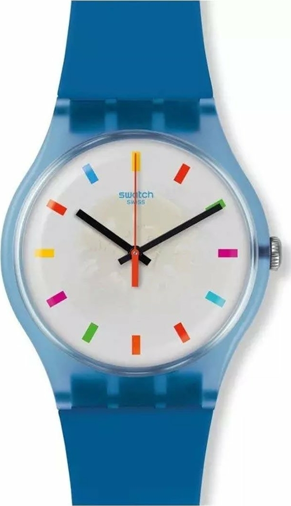Swatch Suon125 Mavi Plastik Silikon Kol Saati