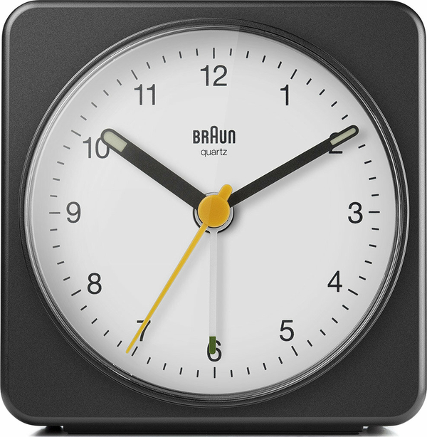 BRAUN BC03BW SİYAH-BEYAZ KLASİK SEYAHAT ANALOG ALARMLI MASA SAATİ